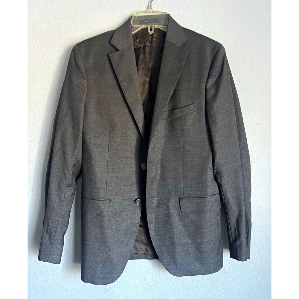 Massimo Dutti Mens Super 120s Wool Blazer Gray Italian Fabric Made Portugal 42R